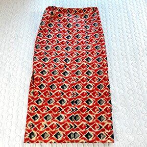 Women's Freesize African Print Maxi Skirt Ghana Drawstring Red Black Diamond